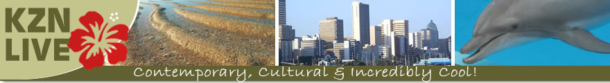 Banner displaying photographs of the Durban Metropolitan region of KwaZulu Natal